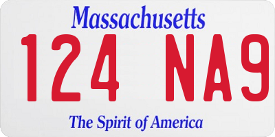 MA license plate 124NA9