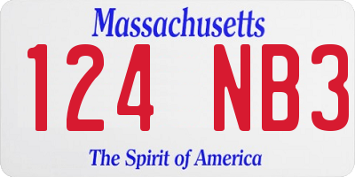 MA license plate 124NB3
