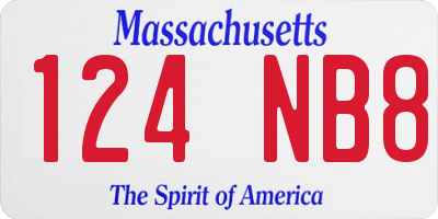 MA license plate 124NB8