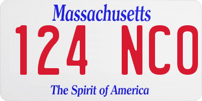 MA license plate 124NC0