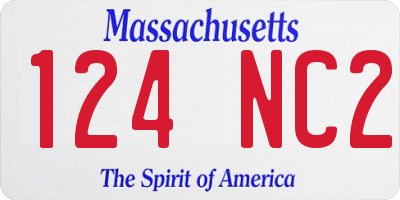 MA license plate 124NC2