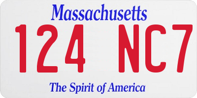 MA license plate 124NC7