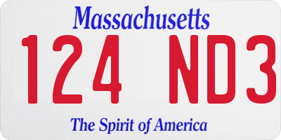 MA license plate 124ND3