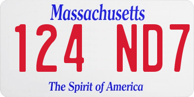 MA license plate 124ND7
