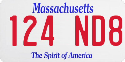 MA license plate 124ND8