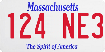 MA license plate 124NE3