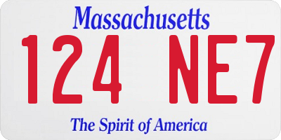 MA license plate 124NE7