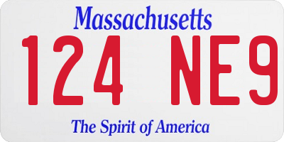 MA license plate 124NE9
