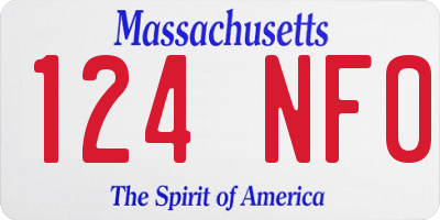 MA license plate 124NF0