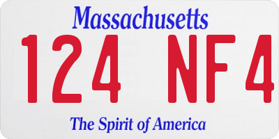 MA license plate 124NF4