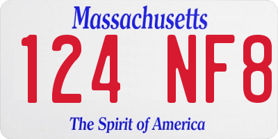MA license plate 124NF8