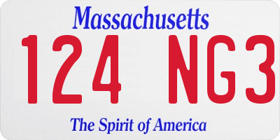 MA license plate 124NG3