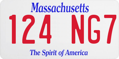 MA license plate 124NG7