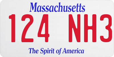 MA license plate 124NH3