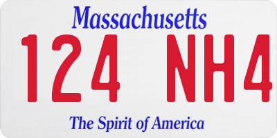 MA license plate 124NH4