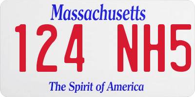 MA license plate 124NH5
