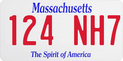 MA license plate 124NH7