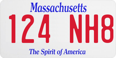 MA license plate 124NH8