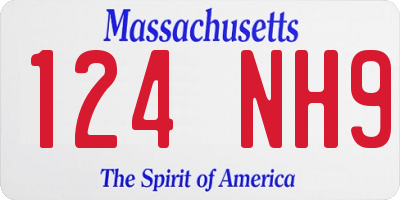 MA license plate 124NH9