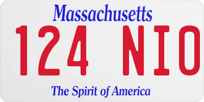 MA license plate 124NI0