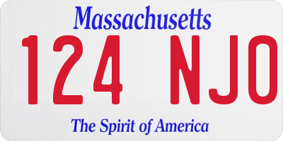 MA license plate 124NJ0