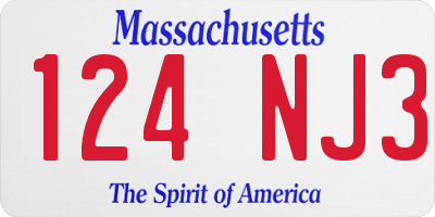 MA license plate 124NJ3