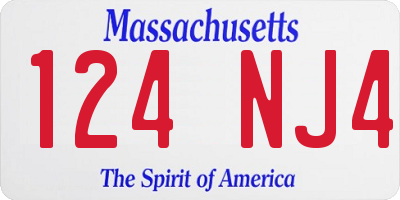 MA license plate 124NJ4
