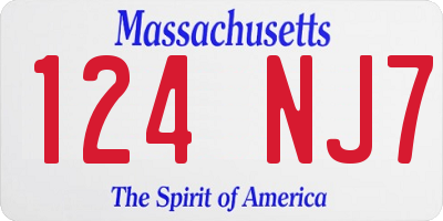 MA license plate 124NJ7