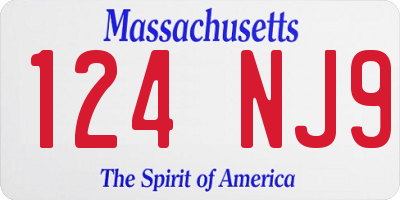 MA license plate 124NJ9