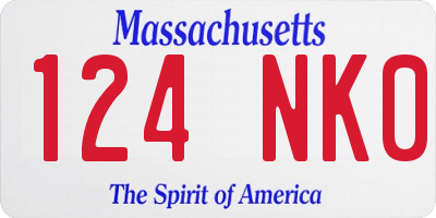 MA license plate 124NK0