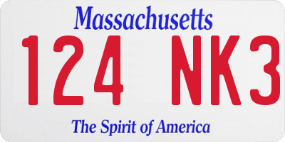 MA license plate 124NK3
