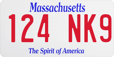 MA license plate 124NK9