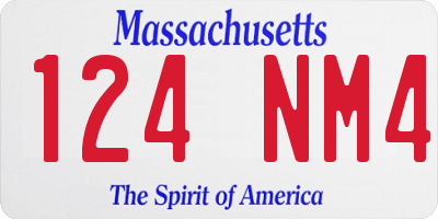MA license plate 124NM4