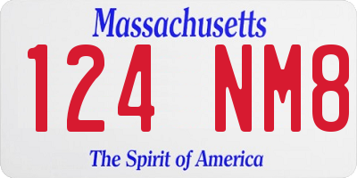 MA license plate 124NM8