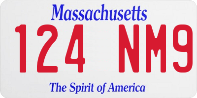 MA license plate 124NM9