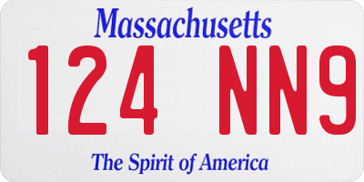 MA license plate 124NN9