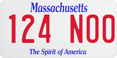 MA license plate 124NO0