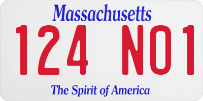 MA license plate 124NO1