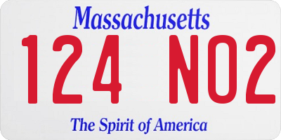 MA license plate 124NO2