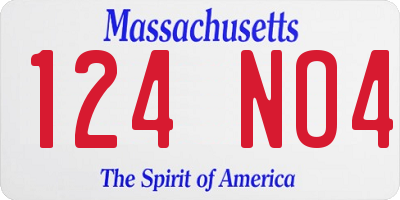 MA license plate 124NO4