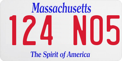 MA license plate 124NO5
