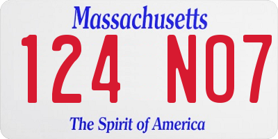 MA license plate 124NO7