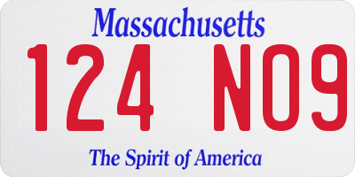 MA license plate 124NO9