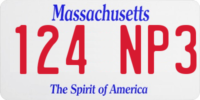 MA license plate 124NP3