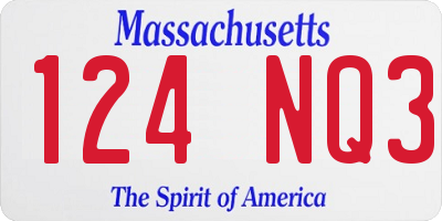 MA license plate 124NQ3