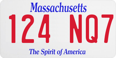 MA license plate 124NQ7
