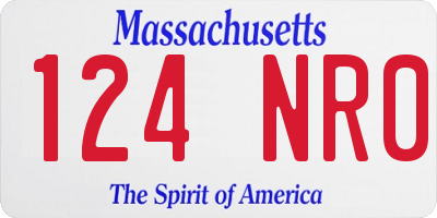 MA license plate 124NR0