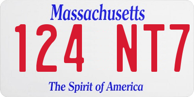 MA license plate 124NT7