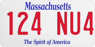 MA license plate 124NU4