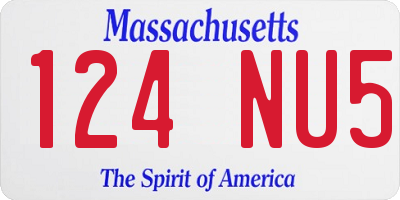 MA license plate 124NU5